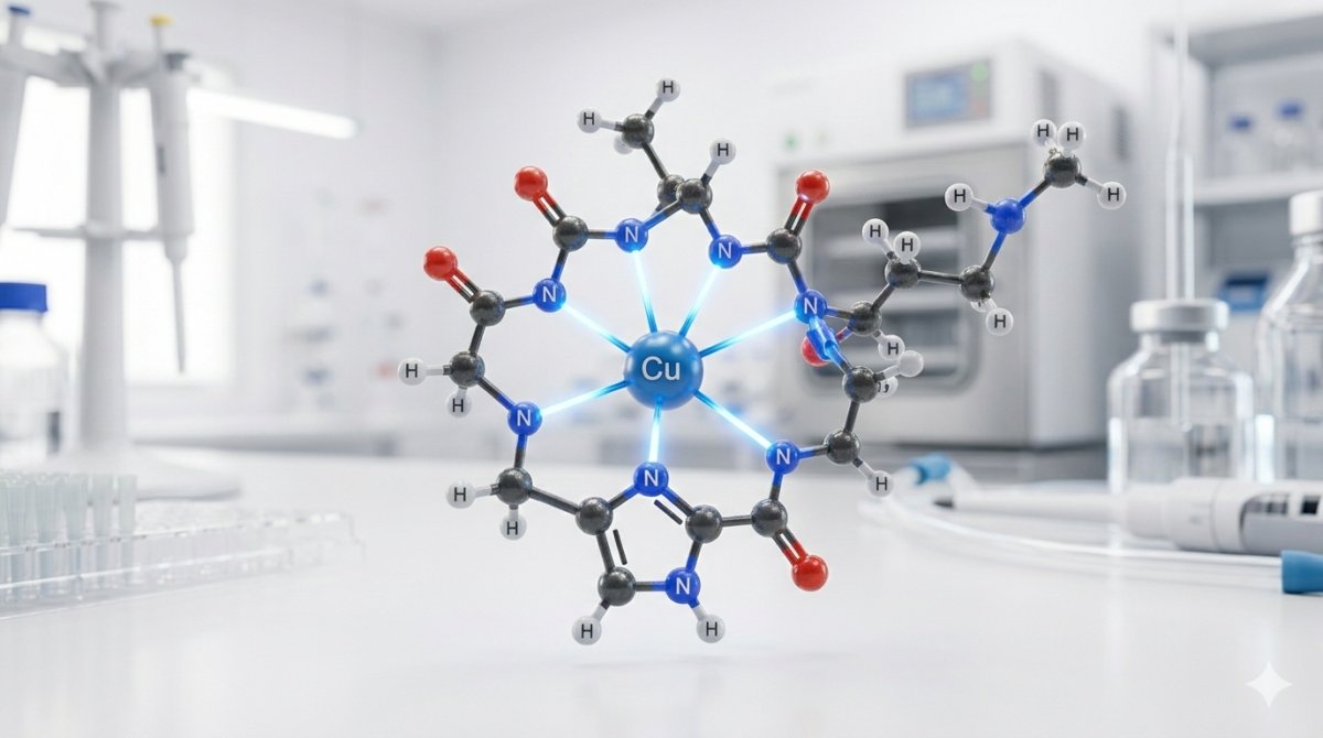 GHK-Cu copper coordination geometry and molecular structure diagram